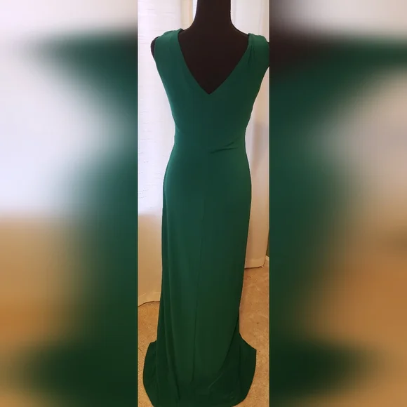 Ralph Lauren Evening Asymmetrical Emerald Dress - Picture 2 of 4
